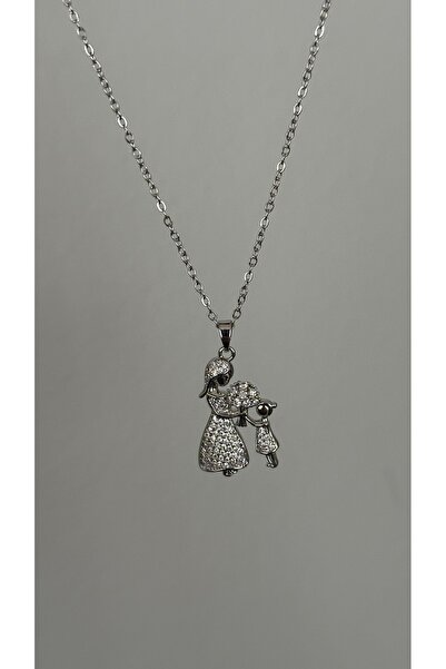 mibrillo Steel zircon stone mother daughter necklace (mother's day gift)