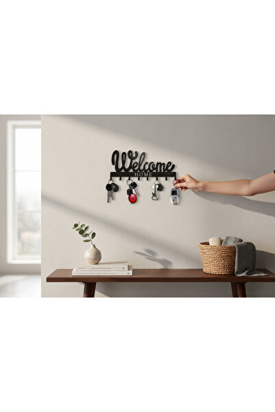 Yüksel Pres Metal Welcome Yazılı Metal Anahtarlık Askısı | Duvar Tipi Şık Ana...