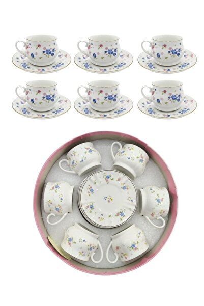 Premium Vintage Floral Porcelain Tea Cup Set Round Box