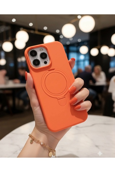 KILIF HOUSE iPhone 15 Pro Max Compatible Silicone Launch Case with Metal Stand