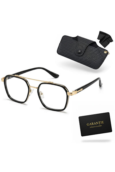 AVRALIA Computer Protection Glasses, Blue Light Blocking and UV400, Black-Gol...