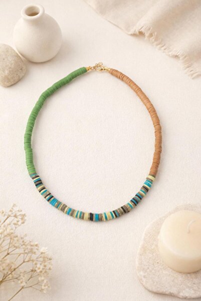 Archhazel Jewelery Doğal Tonlar El Yapımı Fimo Boncuk Kolye – Yeşil & Toprak ...