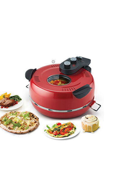 Home Elec فرن كهربائي منزلي أحمر للخبز، 1600 واط، 16 بوصة