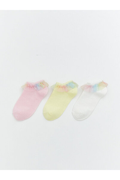 LC Waikiki Nevavm Lace Detailed Girls' Booties Socks with Difference in Color...