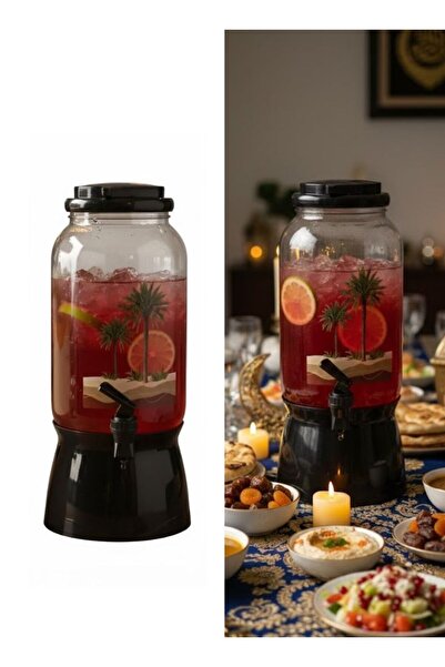 Premium موزع عصير فاخر من الزجاج مع حامل أسود