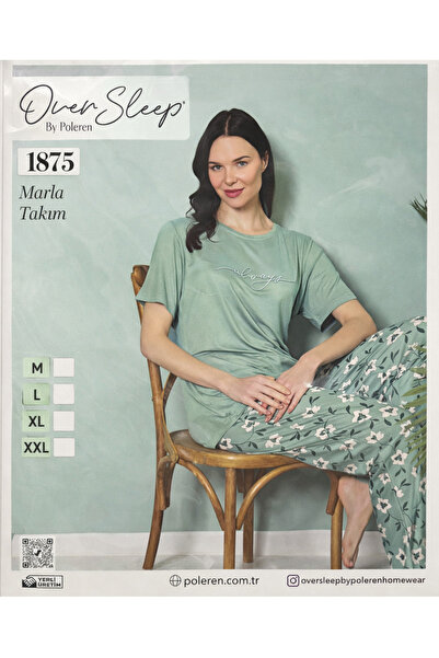 Over Sleep by Poleren Marla Yumuşak Kumaş Kısa Kollu Pijama Takımı