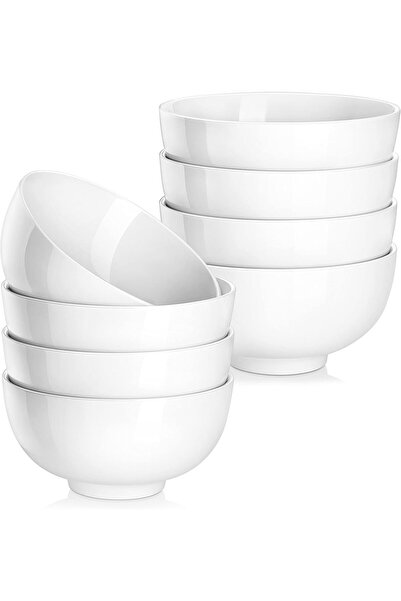 Malacasa Set of 8 creamy white porcelain cereal bowls 420 ml, for breakfast, ...