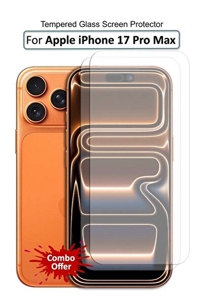 Generic واقي شاشة زجاجي مقوى لهاتف آيفون 17 برو ماكس من آبل - عبوة كومبو - حس...