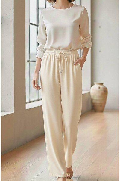 BTN BURUTEKİN 99 YAZ VE BAHARLIK, LASTİKLİ ESNEK CEPSİZ PALAZZO BOL KESİM PAN...