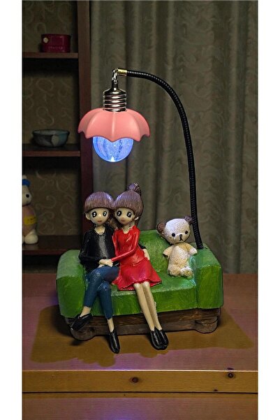 biblo home Dekoratif Işıklı Masa Üstü Süs Eşyası Sevgili Çift Biblo Sevgiliye...