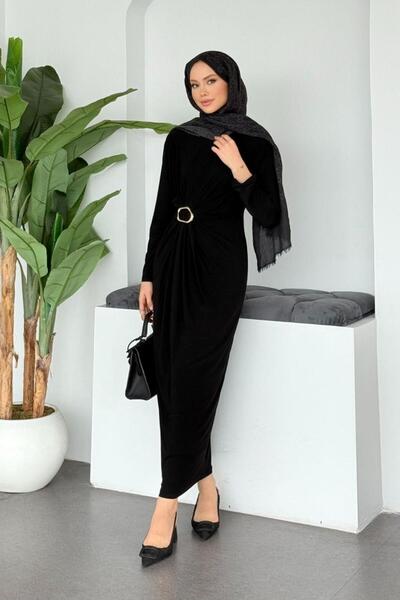 Şulemoda Giyim Riva Buckle Sandy Dress Black