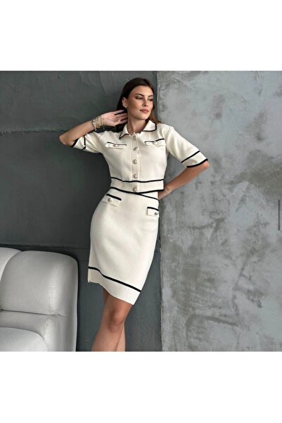 moda rouge GOLD DÜĞME DETAYLI POLO YAKA ALT ÜST ETEK TAKIM