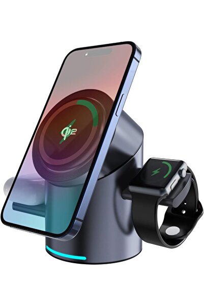 Generic محطة شحن لاسلكية مغناطيسية ثلاثية في واحد بتقنية Qi2، حامل شحن سريع م...