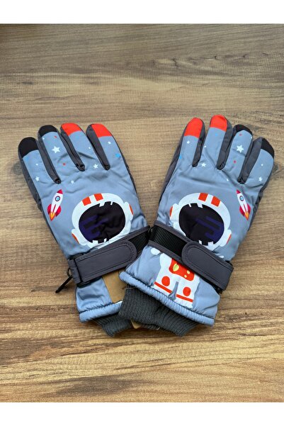 Blotch قفازات تزلج وثلج للأطفال من 6 إلى 9 سنوات، مبطنة باللون الرمادي، مقاوم...