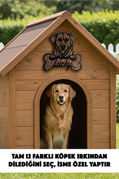 TAN ATÖLYE Kişiye Özel Ahşap Köpek Kulübesi İsimliği - 12 Farklı Irk Seçeneği...