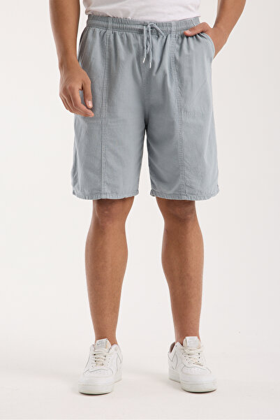 BigBrossBoutique Gray Men's Cotton Linen Blend Shorts