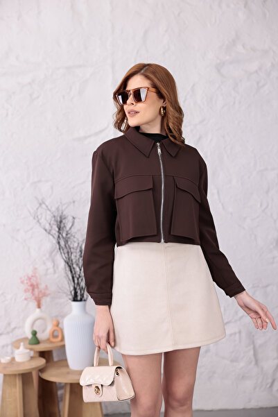 happinice Lina Classic Collar Crop Jacket