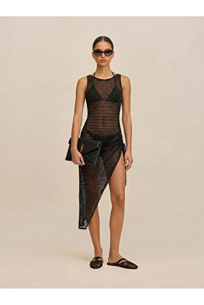 ATAF فستان كارمن للشاطئ أسود مقاس صغير