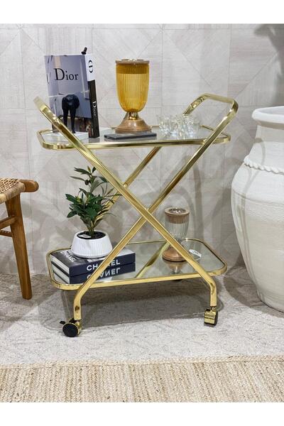 private house Modern serving trolley, stainless steel, premium glass, mobile ...