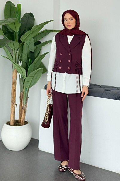 Hazamoda Bomonti Vest Suit Claret Red
