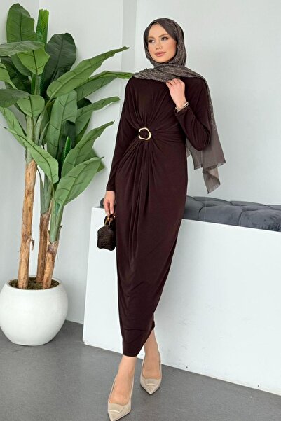 Hazamoda Icon Buckle Sandy Dress Brown