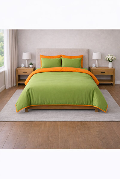 Zarif Home Set de lenjerie de pat King Size - Reversibil (4 piese) - Verde - ...