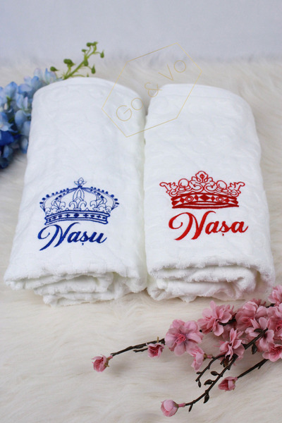 GoVo Kids Set 2 prosoape personalizate, text Nasi, 70x140cm - Set cadou Nasi