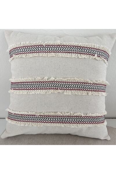 Onerose Home غطاء وسادة صغير من الكتان ذو الشرابة المزدوجة باللون الكريمي (43...