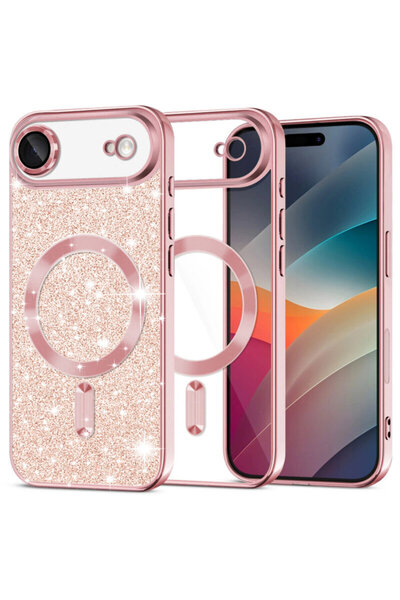 Techsuit Θήκη MagSafe Premium για iPhone 17 Air Luxury με γκλίτερ, ροζ χρυσό
