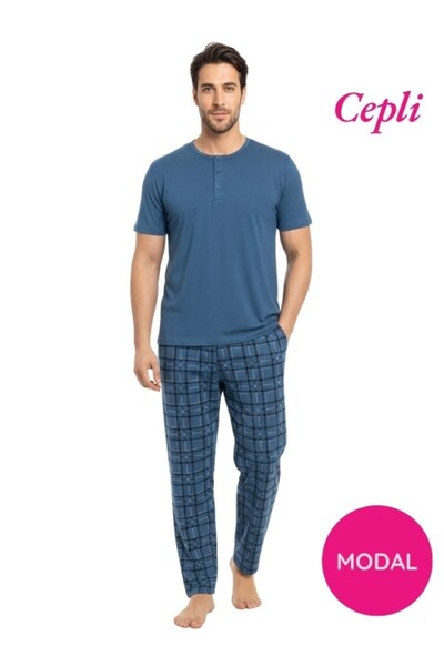 bie's Men's Modal 3 Buttons Plaid Pattern Cotton Lycra Short Sleeve Pocketed ...