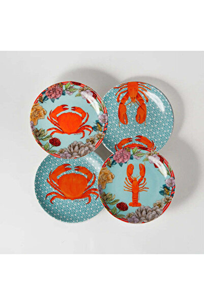 VITELLI DUBAI Hazeran Lobster & Crab 12 Cm Porcelain Plate Set of 4