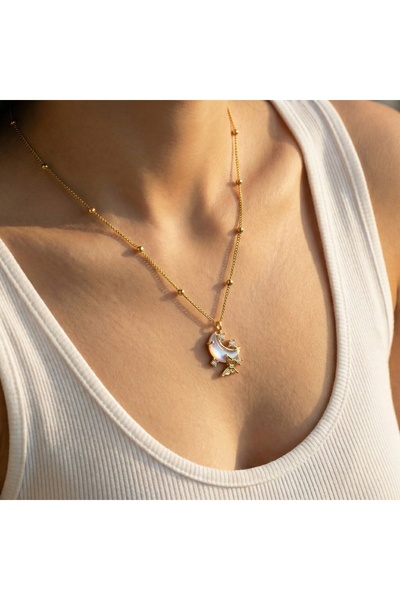 AccessoriesCınCık 316L Steel Anti-Tarnish Women's Necklace |   Gold Color Moo...