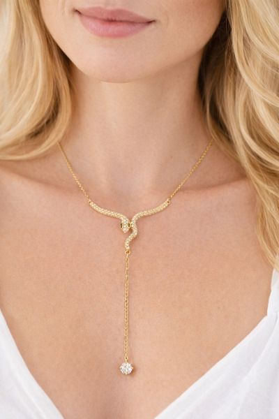 REBORN DESIGN 316L Steel Gold Color Snake Model Y Necklace