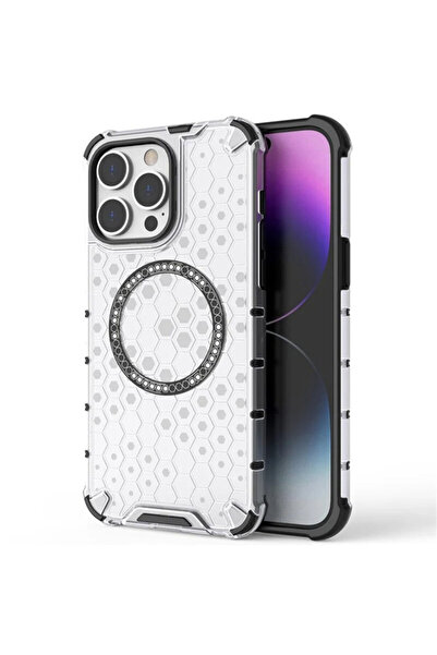 Techsuit Carcasă transparentă pentru iPhone 14 Pro, tip fagure de miere, MagS...