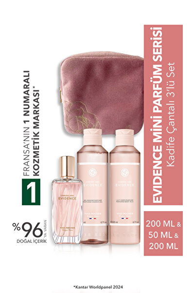 Yves Rocher Evidence Mini Parfüm Serisi Kadife Çantalı 3’lü Set
