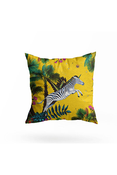 VITELLI DUBAI غطاء وسادة زينة بتصميم حمار وحشي أصفر من أرض العجائب