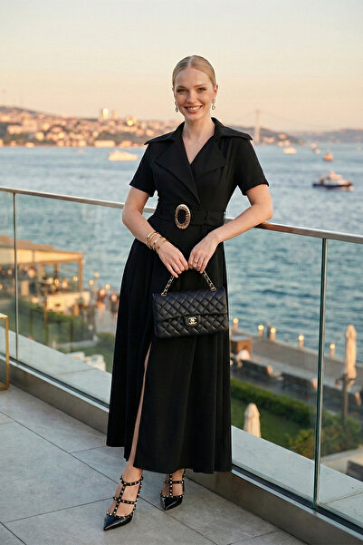 Lela Regular Fit Double-Breasted Collar Belt Detailed Dress Dress 6922332