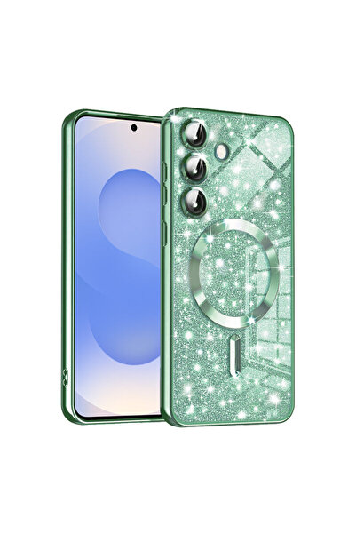 Techsuit Премиум калъф за Samsung Galaxy S25 Luxury Glitter MagSafe, светло з...