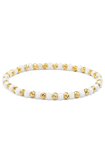 easyCTRL Elastic Bracelet, White-Gold, Metal Elements, Universal Size, 4 mm