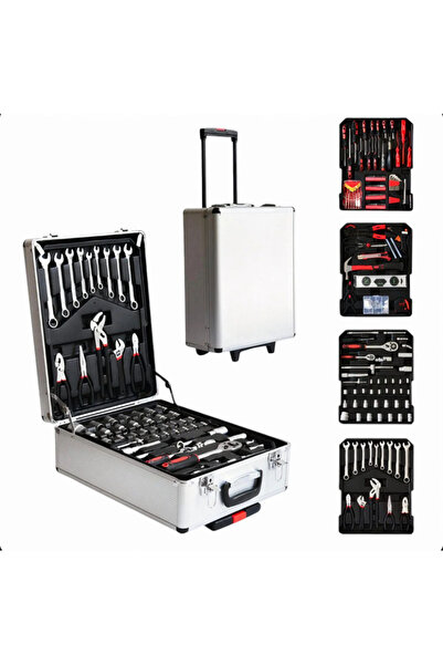 AMRIS Trusă de Scule 299 Piese cu Chei, Clișeti și Accesorii în Troller din A...