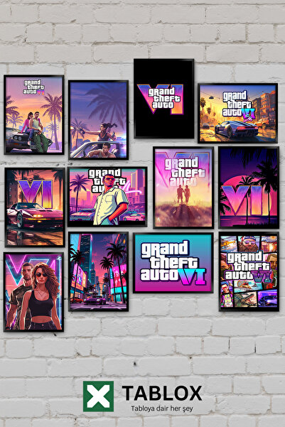 TABLOX Set de pictură decorativă MDF, 12 piese, GTA 6 Vice City, pentru jocur...