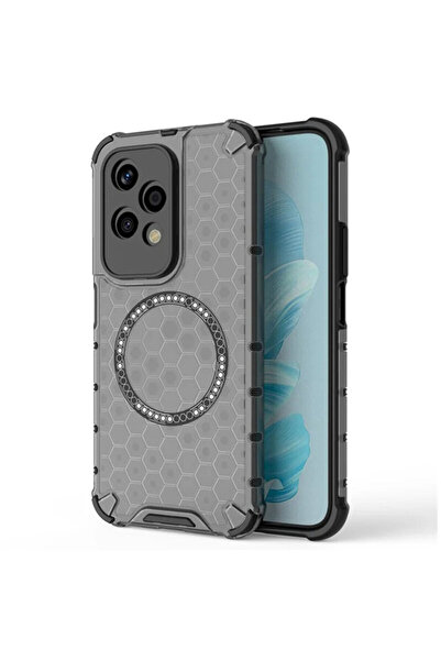 Techsuit Διαφανής θήκη Honor 200 Lite HoneyComb Shield MagSafe, μαύρη