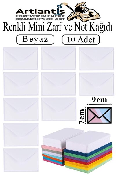 Artlantis Renkli Mini Zarf 7x9 cm Not Kağıtlı 10 Adet Küçük Renkli Zarf Mektu...