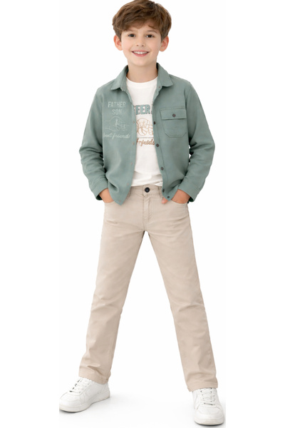 İrem Çocuk Giyim قميص للأولاد مطبوع عليه Best Friend مع إغلاق بالكبسات، وسروا...