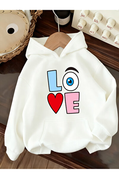 Rayan & Hoor Style Love Back-Printed White Oversized Hoodie Sweatshirt