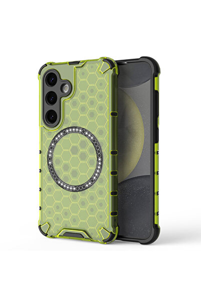 Techsuit Διαφανής θήκη Samsung Galaxy S25 HoneyComb Shield MagSafe, πράσινη