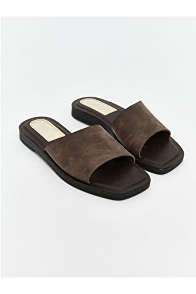 LC Waikiki Brown Suede Look Women's Slippers