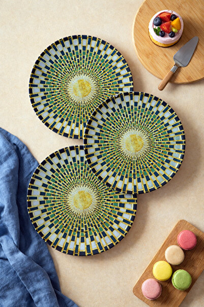grandora Modern Green Patterned 6 Pieces 27 cm Serving Plates |   Dessert, Ca...