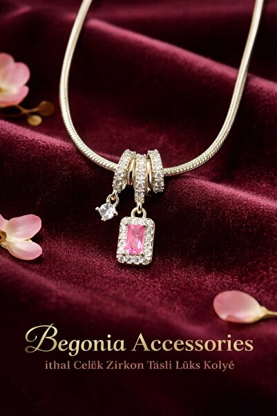 Öte Beri Hayallerin Ötesi Imported Steel Pendant Chain Set with Figured Zirco...