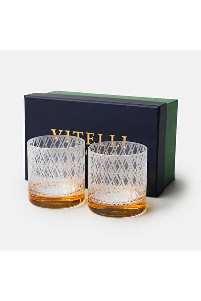 VITELLI DUBAI Monogram 2-Piece Amber Whiskey Glass